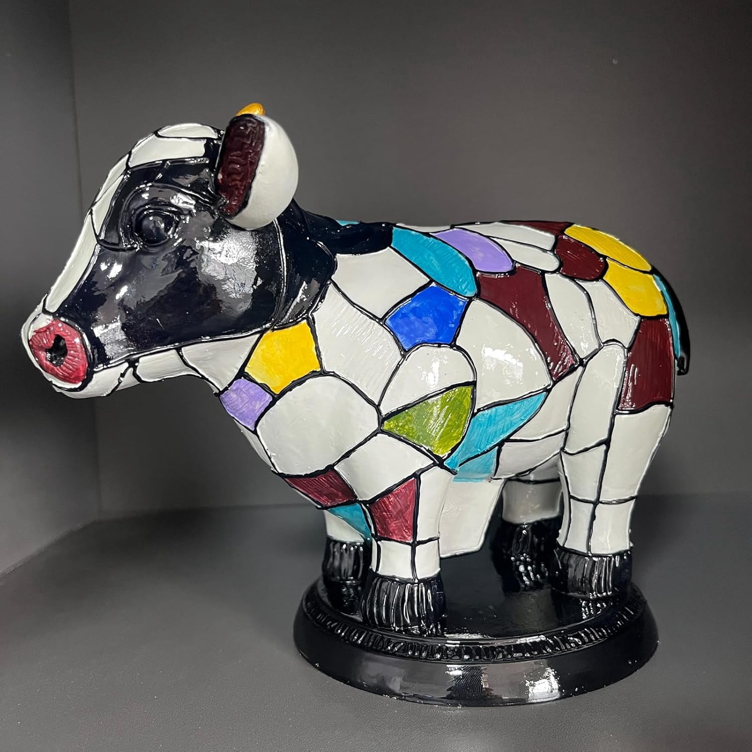 Aorsher Cow Lamp with USB Ports, 3D Cute Animal Night Light with Touch Control & Warm Glow, Resin Table Desk Lamp for Bedroom, Farmhouse Themed Decor Gift