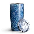 thumbnail image 2 of Blue Leaves and Florals 20oz Tumbler Stainless Steel Double Wall Vacuum Insulated Coffee Mug Travel Cups for Wife Mom Daughter Sister Friend Coworker, Metal Straws and Brush, 2 of 7