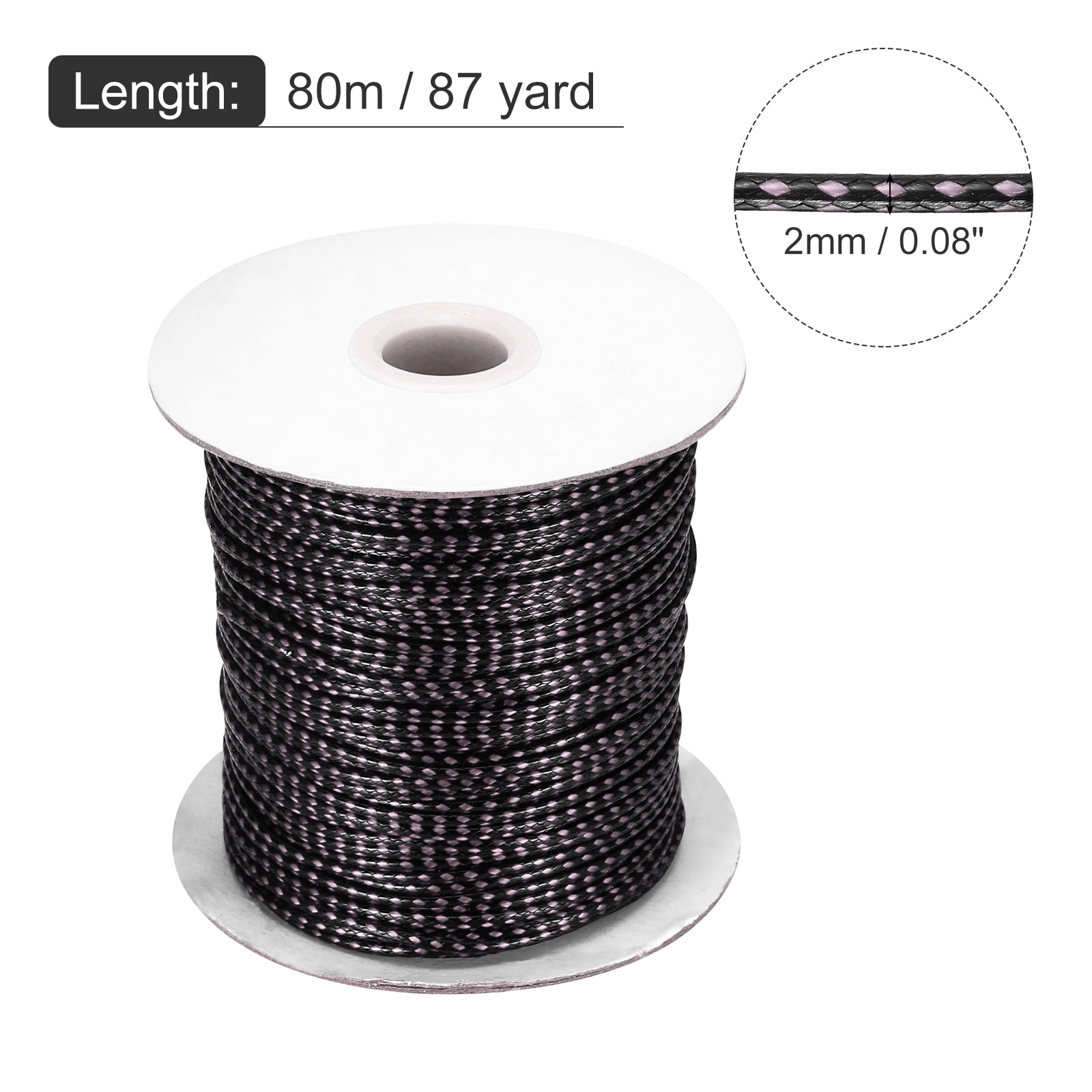 Waxed Cord 2mm Waxed Thread 87 Yard Wax String Leather Cord for Bracelet Making, Necklaces, Beading, Jewelry Making and DIY Crafts(Light Pink/Black)
