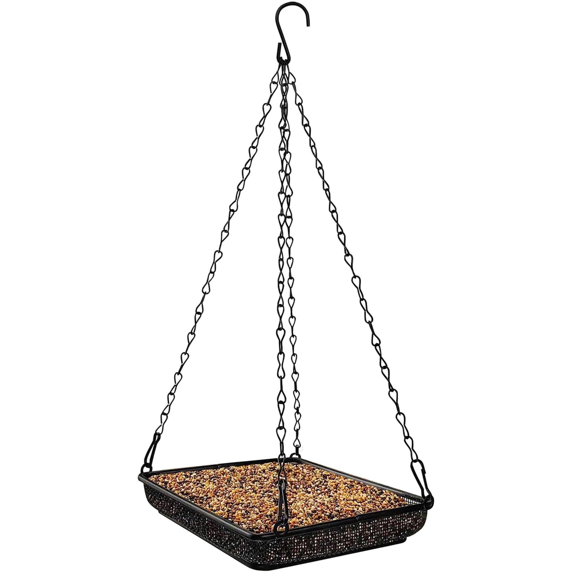 XYADX Bird Feeder Tray Metal Mesh Platform Seed Feeder with Durable Chains for Outdoors Garden Great for Attracting Birds (1 Pack)