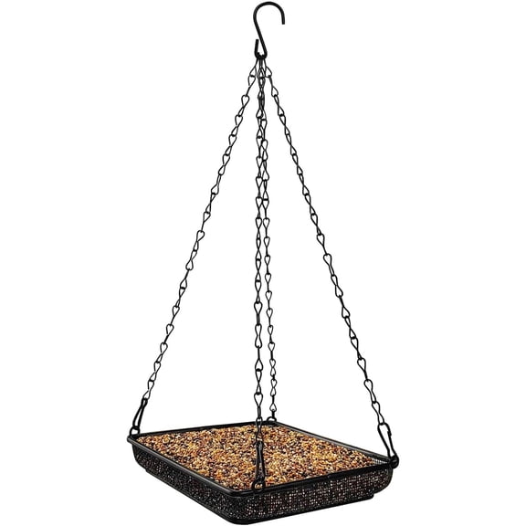 XYADX Bird Feeder Tray Metal Mesh Platform Seed Feeder with Durable Chains for Outdoors Garden Great for Attracting Birds (1 Pack)