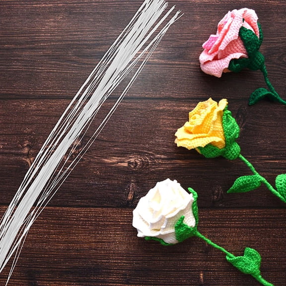 CIMAXIC 60pcs Floral Wire for Crafts Artificial Flower Rod White DIY Making Garden