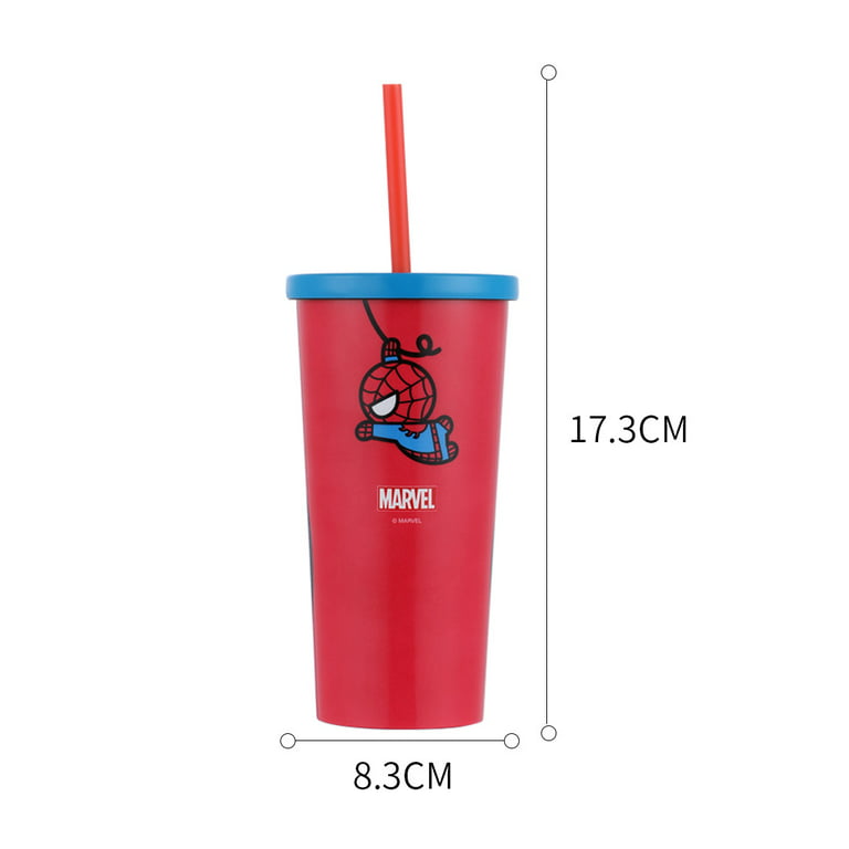 Marvel Spider-Man 16 oz Blue Tumbler with Straw & Lid with lights