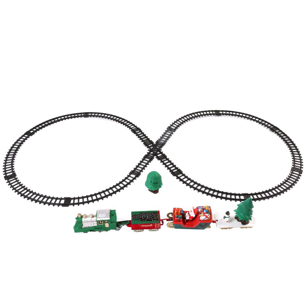 Blue Block Factory Deluxe Chrismtas Train Set Battery Powered Railway Building Play Set with Santa Clause and Snowman