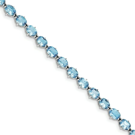 925 Sterling Silver Swiss Blue Topaz Bracelet 7 Inch Gemstone
