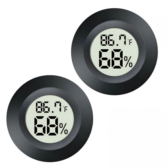 GJX 2 Pack Mini Digital Hygrometer Thermometer Gauge Indoor Outdoor Temperature Humidity Meter for Greenhouse Humidors Incubators Reptile Terrarium Jars Fahrenheit (℉) or Celsius(℃) (2)