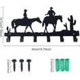 thumbnail image 2 of Perchero de pared de hierro con 6 ganchos, estilo vaquero del oeste, para bolsos, ropa, llaves, bufandas, pequeño estante decorativo de 19 x 40 cm., 2 of 6