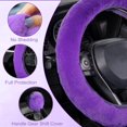 thumbnail image 4 of 2 Pcs Plush Steering Wheel Cover Set with Gear Shift Cover, 15 Inch Universal Soft Faux Fur Fluffy Auto Interior Accessories, Warm Winter Car Decor, 4 of 12