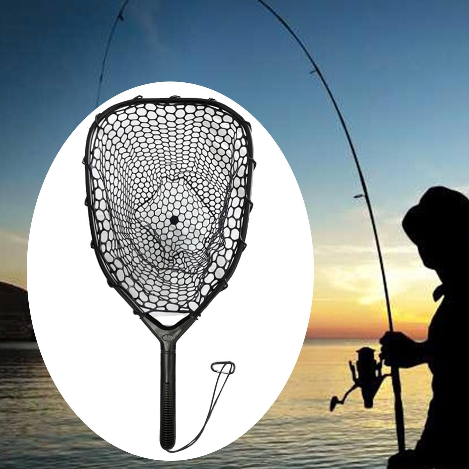 QccHieUs Fishing Landing Net Catching Mesh Net Nonslip Grip Sturdy Fishing Tool Catch and A