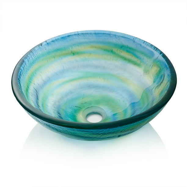 Miligore Modern Glass Vessel Sink Above Counter Bathroom Vanity