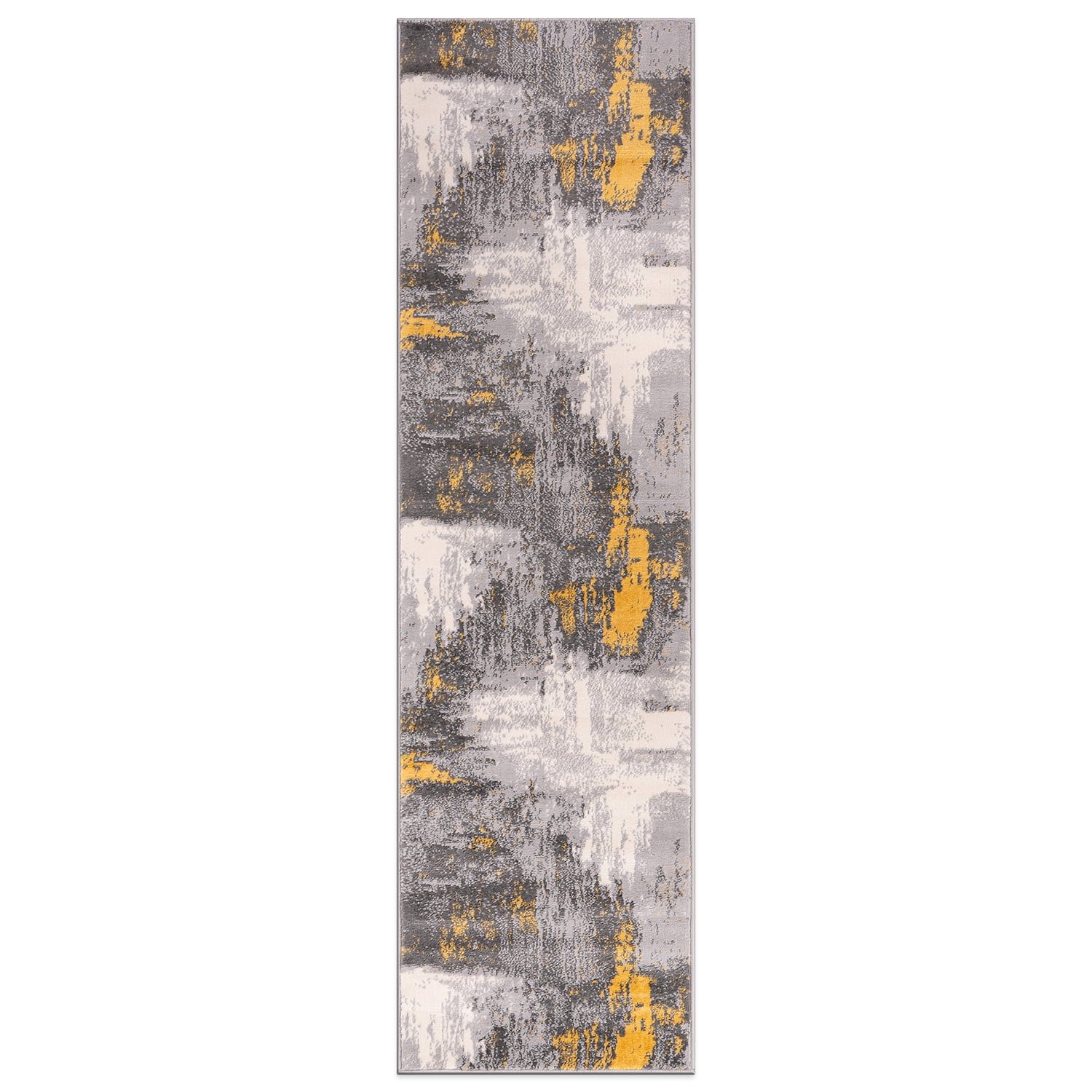 World Rug Gallery Bari Contemporary Abstract Art Area Rug - Yellow 2'x7'