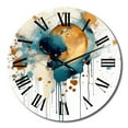 thumbnail image 2 of Designart "Teal & Gold Posh Resonance I" Minimalism Oversized Wall Clock, 2 of 5