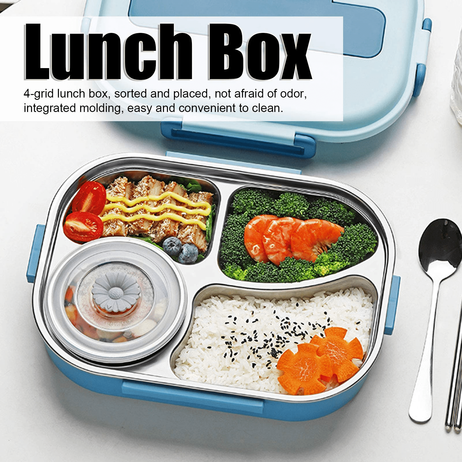 Bento Box,1500ml Stainless Steel Lunch Box,Versatile 4-Compartment Portable  Lunch Box Container-Sala…See more Bento Box,1500ml Stainless Steel Lunch