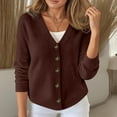 thumbnail image 2 of DHFJKG Womens Cardigan Sweater Button Down Solid Color V-Neck Long Sleeve Coat For Fall Winter Office Lady Warm Soft Trendy Coat, 2 of 5