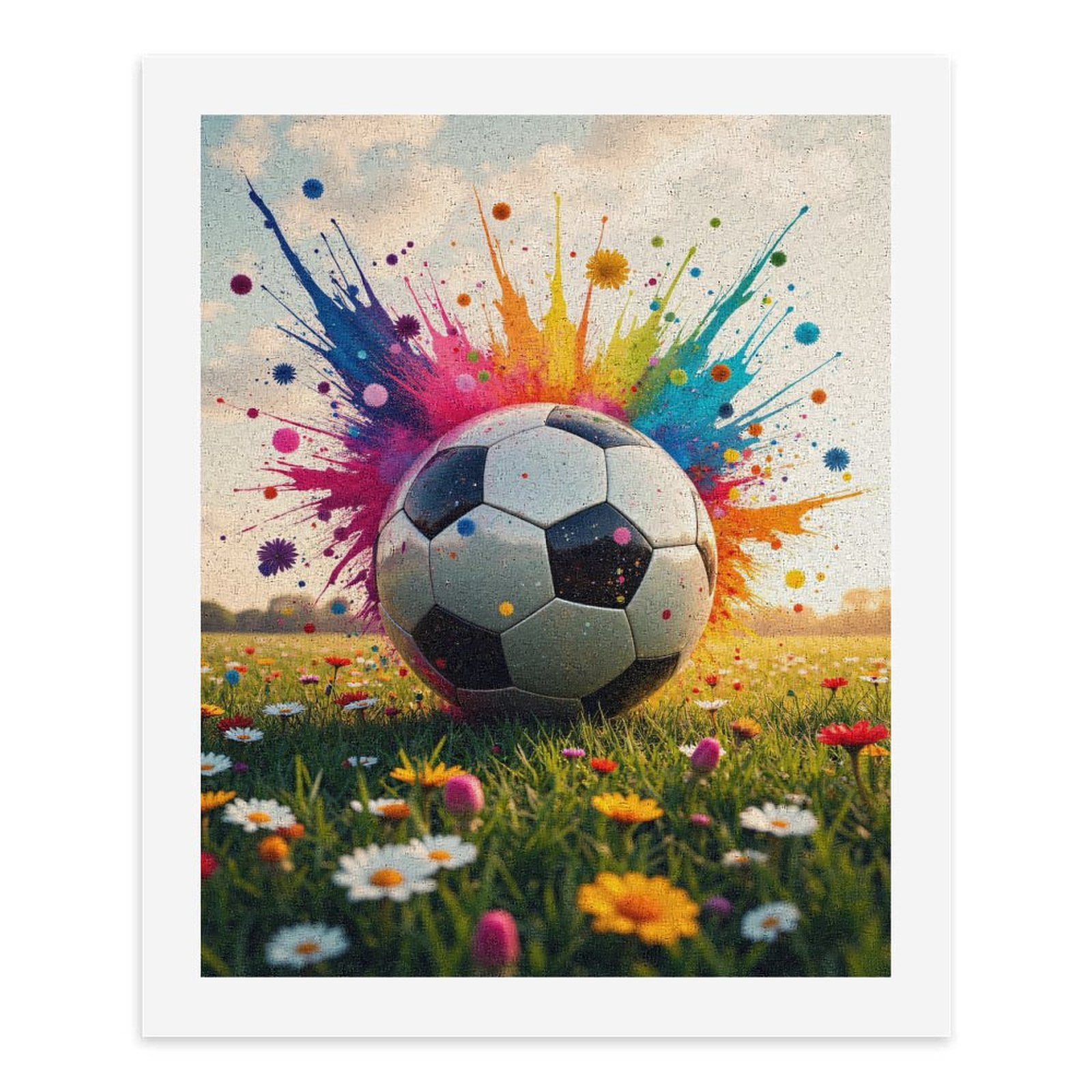 Paint by Numbers Kit for Adults, Soccer Ball Colorful Explosion Flowers Paint by Numbers, Easy Paint by Numbers Kit for Adults Beginner, DIY Adult Paint by Number Kits on Canvas, Home Decor