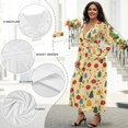 thumbnail image 6 of Tutolipy Flower Printed Midi Dresses for Women V Neck A Line Dress Long Sleeve Dresses Empire Waist Dress with Pockets, S, 6 of 7