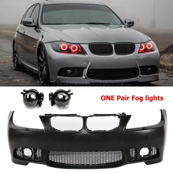 Front Bumper M3 Style Fit for BMW E90 E91 3-Series   Fog lights 2009-2011
