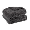 thumbnail image 2 of Superior Arctic Fleece Boho Knit Jacquard Blanket, Twin, Charcoal, 2 of 7