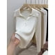 thumbnail image 3 of 2024 nuevo suéter femenino otoño medio abierto jersey con solapa en V versión coreana de manga larga usando suéter suelto tops ajustados con botones, 3 of 4
