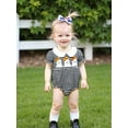 thumbnail image 5 of BemeyourBBs Baby Girl Halloween Bodysuit Short Sleeve Doll Collar Striped Romper, 5 of 9