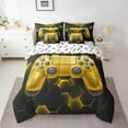 thumbnail image 2 of Erosebridal Vintage Gamepad Bedding Sets Twin Size, Yellow Comforter Sets with Sheets, Honeycomb Geometry Decor, Reversible 7pcs, 2 of 6