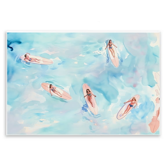 Stupell Industries Surfer Girls on Sea People Painting Unframed Art Print Wall Art, 15 x 10