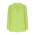 thumbnail image 5 of Fznquz V Neck Womans Tops Green Button Up Plain Shirts Long Sleeve Casual Winter Fall Shirts Women, 5 of 7