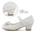 thumbnail image 4 of Kushyshoo White Girls Dress Shoes Mary Jane 1.5in Low Heel Wedding Party Princess 9M, 4 of 7