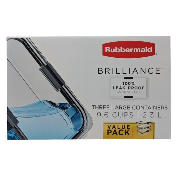 Rubbermaid Brilliance 100 LeakProof Three Large Containers 9.6 Cups 3