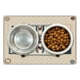 thumbnail image 1 of Saying Pet Mat for Food and Water, Patchwork Style Composition with Letters on Retro Polka Dots Buttons Print, Non-Slip Rubber Mat for Dogs and Cats, 18" X 12", by Ambesonne, 1 of 2