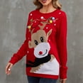 thumbnail image 4 of Besolor Women's Christmas Pullover Sweaters Casual Printed Long Sleeve Crew Neck Ribbed Knit 2023 Fall Winter Jumper Tops, 4 of 5