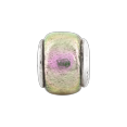 thumbnail image 2 of Pink Dichroic Glass Charm .925 Sterling Silver Antiqued Adult Reflection Beads - QRS1450, 2 of 5