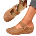 thumbnail image 4 of Samdudou Closed Toe Sandals Womens Dressy Summer Mules Back Strap Casual Summer Beach Flats Cut Out Breathable Walking Shoes, 4 of 6