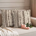 thumbnail image 2 of Vintage Boho Outdoor Waterproof Pillow Covers, Abstract Retro Geometric Striped Beige Decorative Square Throw Pillowcase Sofa Cushion Sham for Patio/Couch/Chair, 18"x18" 2 Pack, 2 of 8