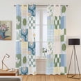 thumbnail image 2 of Spring Floral Checkered Kitchen Curtains Window Panels, Sage Green Daisy Buffalo Plaid Insulated Window Treatment Curtain, Grommet Curtains for Bedroom/Living Room/Bathroom, 2 Piece 42"Wx84"L, 2 of 8