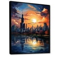 thumbnail image 2 of Designart "Windy City Pop Art III" Cityscapes Floater Framed Canvas Print, 2 of 7