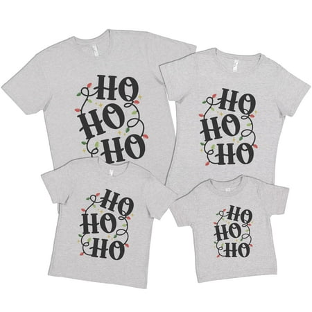 

7 ate 9 Apparel Matching Family Merry Christmas Shirts - Ho Ho Ho Holiday Lights Grey T-Shirt 2T