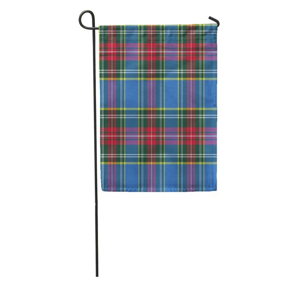 SIDONKU Blue Abstract Macbeth Tartan Kilt Check Pattern Red Cashere Celtic Clan Garden Flag Decorative Flag House Banner 12x18 inch