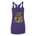 thumbnail image 3 of Colorful Majestic Neon Atric Wolf | Dean Russo Art Animal Lover Tri-Blend Racerback Sleeveless Top, Purple Rush, L, 3 of 5