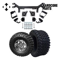 Hardcore Parts 6" Drop Axle Lift Kit for EZGO TXT/PDS (1994.5-2001.5) Electric Golf Cart with 10" Machined/Gunmetal 'Vampire' Wheels and 22"x11"-10" DOT rated All-Terrain tires