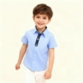 thumbnail image 7 of WRKEKC Boys Button Down Shirt Short Sleeve Striped Sailboat Embroidery Polka Dot Turn Down Collar Casual Summer 3-14 Years, 7 of 7