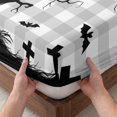 thumbnail image 3 of Queen Size Fitted Sheet Set - Halloween 3 Piece Bedding Sets 16" Deep Pocket Fitted Sheet with 2 Pillowcases, Horror Spooky Bats Trees Pumpkin Fall Plaid Gray Brushed Microfiber Hotel Bed Sheets, 3 of 9