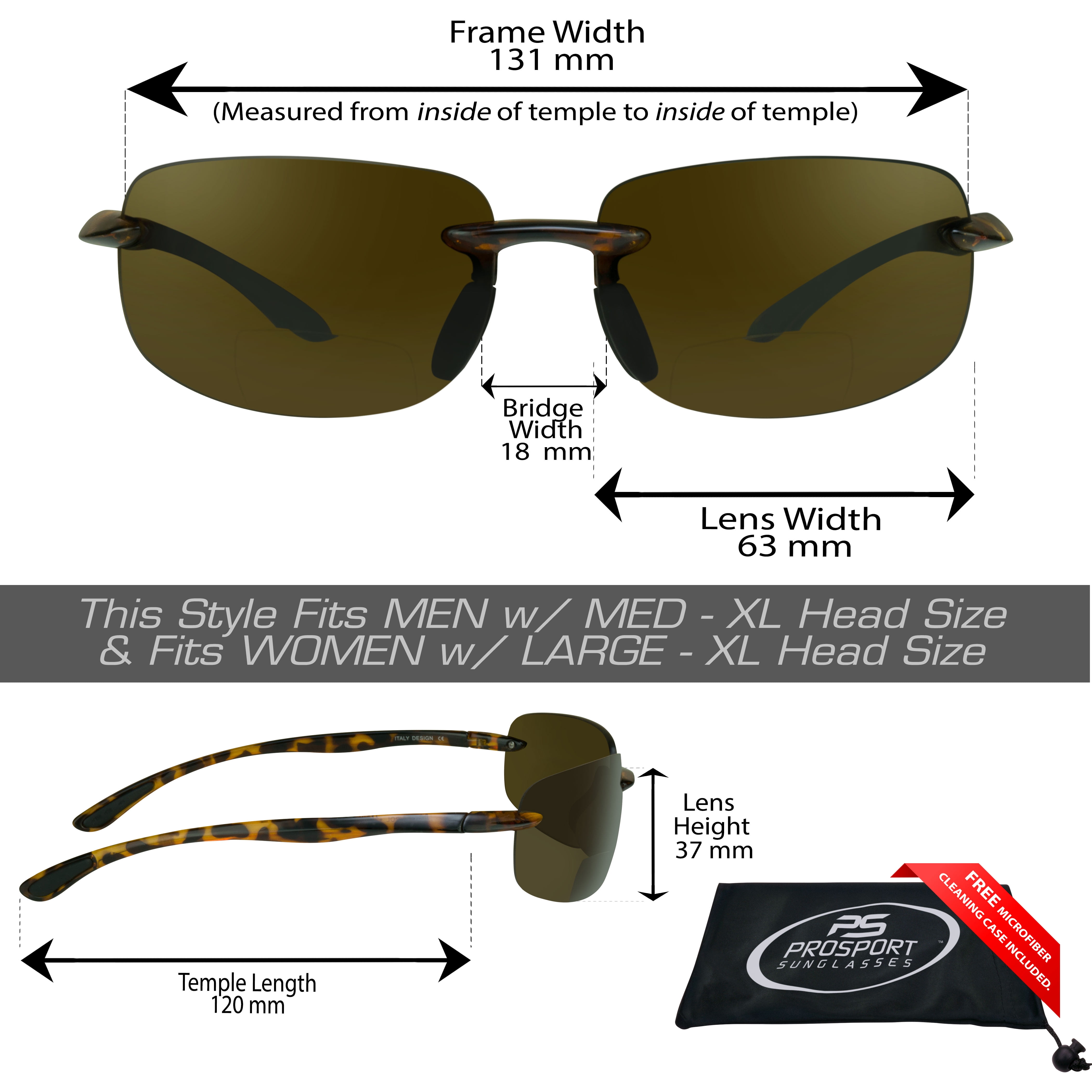 proSPORT Sunglasses POLARIZED Bifocal Rimless Sunglass Wrap