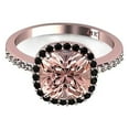 thumbnail image 3 of 2.00 Carat Morganite And Black Diamond Moissanite Halo Bridal Ring Set 925 Sterling Silver With 18k Rose Gold Plating, 3 of 5