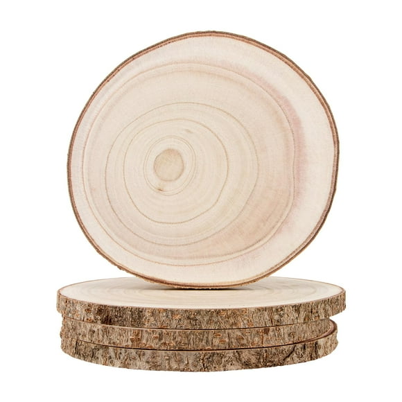 Rodajas de Madera Maputune Rústicas de 18-20 cm Redondas para DIY, Set de 4 Piezas
