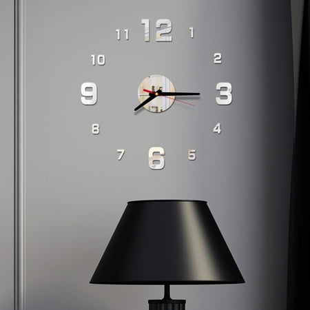 COSMOBETTY Contemporary Plated Silver Acrylic Wall Clock with Large Size for Stylish Wall Decoration