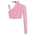 thumbnail image 2 of inlzdz Kids Girls Rhinestones Dance Crop Tops Unique Irregular Shoulder Blouse Jazz Ballet Dance Pink 14, 2 of 7