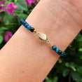 thumbnail image 3 of Blue Tigers Eye 3.5mm Round Shape Smooth Cut Beads 7 inch Gold Plated Clasp Bracelet for men, women, unisex. Link Chain Stacking Bracelet.|LINK_01650, 3 of 4