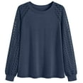 thumbnail image 5 of SUNBS Women Blouses Hollow-Out Lace Tops Crew Neck Long Sleeve Shirts for Women Trendy Clothes, 5 of 8