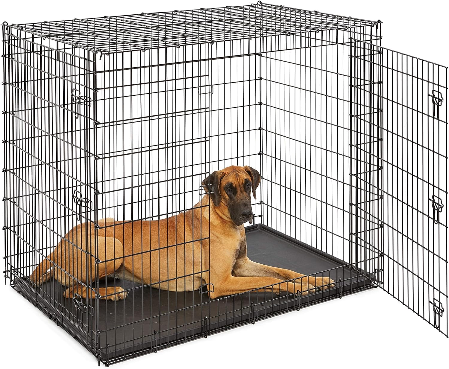 Burcyly Homes for Pets 36-Inch iCrate for Medium-Large Breeds, 41-70 lbs, Double Door Folding Dog Crate with Divider Panel, Leak-Proof Tray & Secure Latches, Portable, Durable & Easy to Assemble